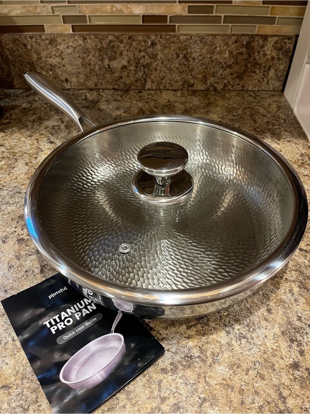 Plateful Stainless Steel Titanium Pro Sauté Pan with Glass Lid 11.5” NWOT